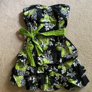 Strapless Floral Mini Dress